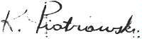 signature of Kazimierz Piotrowski